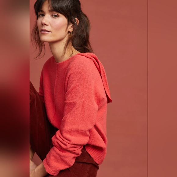 NWOT Anthropologie Moth Zurich Hooded Sweater Orange XXSP - Picture 3 of 12